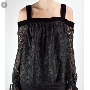 Lisa & Lucy Art Deco Lace Off the Shoulder Top